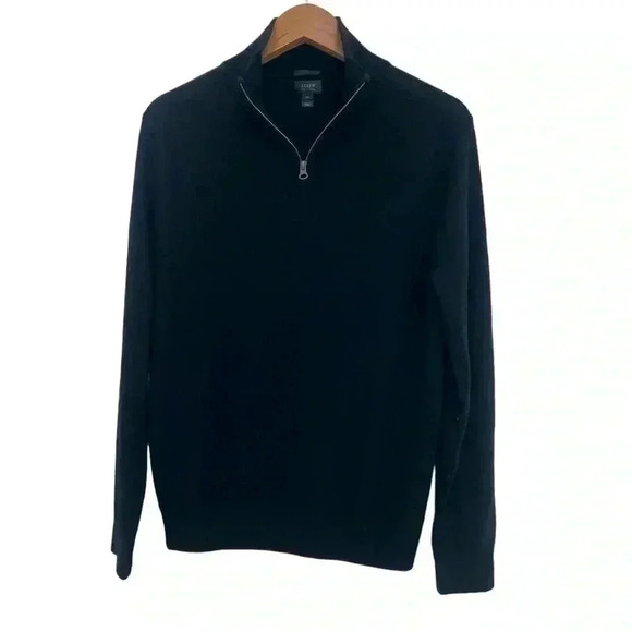 J Crew Men’s Black Merino Wool 1/4 Zip Pullover Sweeter 
Size Medium - Picture 1 of 7